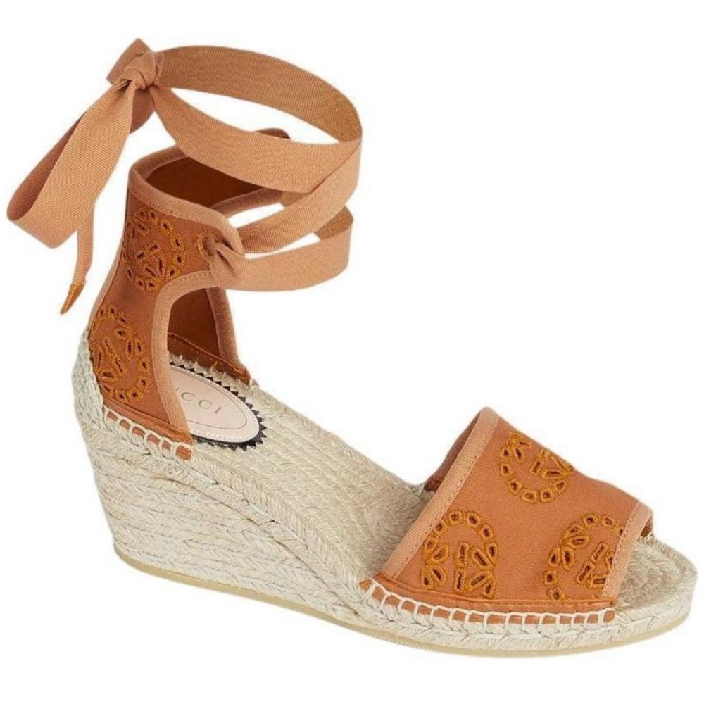 Gucci Tan Espadrille Wedge Heels Sz US8/EU38 - Picture 3 of 10